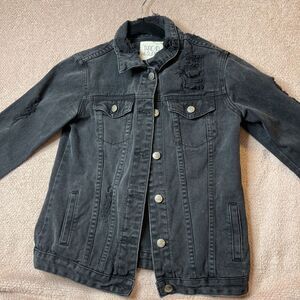Thread & Supply Jean Jacket Black Distressed Small   Item #4